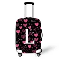 Elastic suitcase cover with heart and letter L print, black dustproof travel protector - Pink Heart Style Letter L (12)