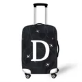 Elastic luggage cover in dark gray camouflage with letter D and airplane icon - Size S (18-20 Inch) / Style D (04)