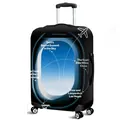 Thick elastic luggage cover with black aircraft window print for suitcase protection - Cloudy Sky Design (06)
