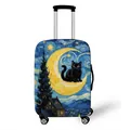 Elastic suitcase cover with Van Gogh Starry Night art and black cat design - 06 / [size S] 18-20 Inch Luggage Cover