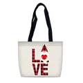 Borsa tote in tela crema con scritta LOVE e gnomo con cuore per San Valentino - Gnomo LOVE (17)