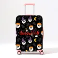 Halloween luggage cover with skull and pumpkin print on black stretch fabric - Black Skull Wizard Hat Pumpkin (08)