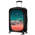 Elastic suitcase cover with aircraft window view print and sunrise clouds design - Sunset Window View (08)