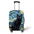 Elastic luggage cover featuring Van Gogh Starry Night style with a black cat design - 07 / [size S] 18-20 Inch Luggage Cover
