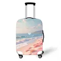 Elastic luggage cover with pink beach design and be yourself quote for suitcases - S / Be Yourself Heart Beach