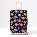 Black Halloween luggage cover with colorful pumpkins and Happy Halloween print - Black Background Colorful Pumpkin Candy (09)