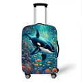 Copertura elastica per valigia con stampa di orca dinamica e barriera corallina - Taglia S (18-20 Pollici) / Stile Orca (02)