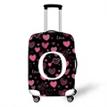 Elastic suitcase cover featuring heart and letter O prints in black and purple colors - Pink Heart Style Letter O (15)