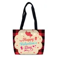 Borsa tote per San Valentino con motivo a quadri rossi e neri e stampa di Cupido - San Valentino a Scacchi (19)
