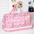 Bolso de viaje deportivo con estampado de leopardo rosa y gran capacidad de carga - 20-35L / Estampado de Letras Leopardo Rosa (01)