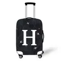 Elastic luggage protector with white airplane trail and bold letter H on dark background - Style H (08)