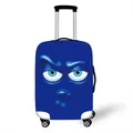 Dunkelblaue Kofferschutzhülle mit lustigem 3D-Cartoon-Grummelgesicht und grünen Augen - Dunkelblauer Schmollmund (Stil 16)