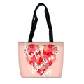 Borsa tote rosa chiaro per San Valentino con stampa a cuore floreale e manici - Cuore a Ghirlanda Festiva (21)