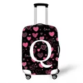 Elastic suitcase cover with heart and letter Q print on durable black fabric - Pink Heart Style Letter Q (17)
