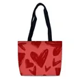 Borsa tote in tela con cuore rosso e manici neri, borsa regalo artistica minimalista - Cuore Rosso Disegnato a Mano (22)