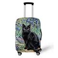 Elastic luggage cover featuring a black cat and Van Gogh style iris painting print - S (18-20 Inch) / Van Gogh Iris Black Cat Style (10)