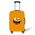 Heller orangefarbener Kofferschutz mit Cartoon-Smiley für Rollkoffer - Oranges lustiges Zwinkern (XT_BQ08)