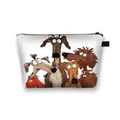 Cute dog print polyester cosmetic bag with zipper and portable strap for travel - Four Long-nosed Dogs Style (04)