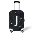 Elastic luggage cover featuring white letter J and aircraft motifs on a dark background - Style J (10)
