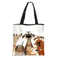 Large capacity polyester tote bag featuring artistic cartoon dog prints with black handles - 5 Vivid Humorous Dogs Style (11)