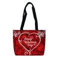 Borsa tote di San Valentino con motivo rose rosse e stampa grafica a cuore - Cuore di Rose (24)