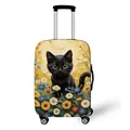 Elastic luggage cover with artistic oil painting black cat and sunflowers design - S (18-20 Inch) / Sunflower Daisy Black Cat Style (12)