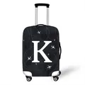 Elastic luggage cover featuring dark camouflage pattern with flight routes and white letter K - Style K (11)