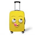 Gelbe Kofferschutzhülle mit süßem 3D Emoji-Druck und dickem, schützendem Stoffmaterial - Gelbes Zunge-raus-Gesicht (XT_BQ09)