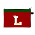 Trousse de maquillage de Noël rouge et verte avec lettre L et bonnet de Père Noël - Bonnet de Noël Lettre L Style