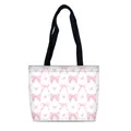 Sac fourre-tout en toile à motif nœud rose avec bandoulières noires élégantes - Style Nœud Cœur Fond Blanc (09)