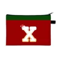Trousse à maquillage de Noël rouge et verte avec lettre X festive et bonnet de Père Noël - Bonnet de Noël Lettre X Style