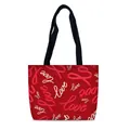 Borsa tote in tela rossa con stampa love e robusti manici a tracolla neri - Amore Allover (25)