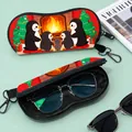 Detail of Christmas penguin print glasses case with zipper closure and metal carabiner hook - 07-Penguin (Argyle)