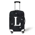 Elastic luggage cover with airplane pattern and white letter L on black background - Style L (12)