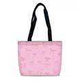Sac fourre-tout en toile rose avec motifs de nœuds rose foncé et bandoulières noires - Style Nœud Rose Foncé Imprimé Complet (10)