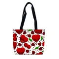 Borsa tote in tela bianca con cuori rossi fusi e stampa di ciliegie e manici - Cuore di Ciliegia (26)