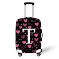 Elastic suitcase cover featuring pink heart prints and a bold white letter T design - Pink Heart Style Letter T (20)