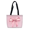 Sac fourre-tout en toile rose avec grand motif de nœud aquarelle et anses noires - Style Grand Nœud Aquarelle Rose (11)