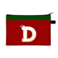 Christmas gift makeup bag in red and green with festive letter D and santa hat design - Christmas Hat Letter D Style