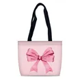 Sac fourre-tout en toile rose avec motif nœud aquarelle et anses noires robustes - Style Nœud Unique Grand Aquarelle (12)