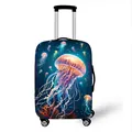 Elastic suitcase cover featuring glowing jellyfish ocean print on dark blue background - Jellyfish Style (09)