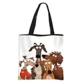 Weiße Polyester-Tragetasche mit lustigen Hunde-Motiven und schwarzen Tragegriffen - 4 Humorvolle Hunde Stil (04)
