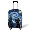 Elastic suitcase cover with colorful oil painting cat and Starry Night art style - S (18-20 Inch) / Cute Cat Starry Night Style (15)