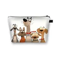 Cute cartoon dogs printed white polyester cosmetic bag with black zipper for travel - Five Fun Dogs Style (09)
