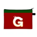 Trousse de maquillage de Noël rouge et verte avec la lettre G blanche et un petit bonnet de Noël - Bonnet de Noël Lettre G Style