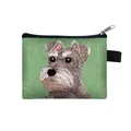 Cute Schnauzer dog pattern zipper coin purse made of green knit fabric for daily storage - Schnauzer
