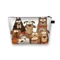 Cute cartoon dog print cosmetic bag made of polyester with black zipper closure - Red Collar Dogs Style (10)