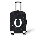 Elastic luggage cover featuring grey camouflage pattern with white letter O and airplane motif - Style O (15)