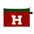 Sac cadeau de Noël avec fond rouge rayures vertes et motif festif de la lettre H - Bonnet de Noël Lettre H Style