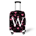 Elastic suitcase cover with pink hearts, 'love' script and a bold white 'W' on black - Pink Heart Style Letter W (23)